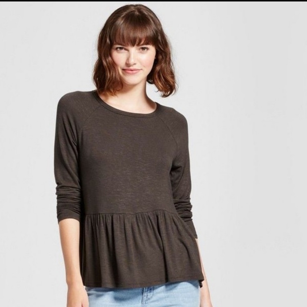 Dark Green Long Sleeve Babydoll Tee